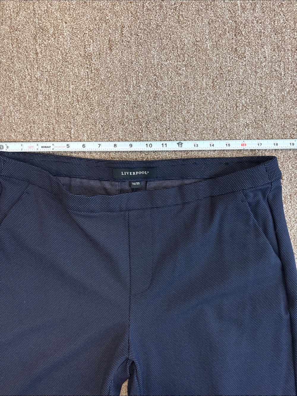 Liverpool Navy Patterned Ankle Pants Women Sz 16/33 Career Office Work Trousers - Picture 5 of 6